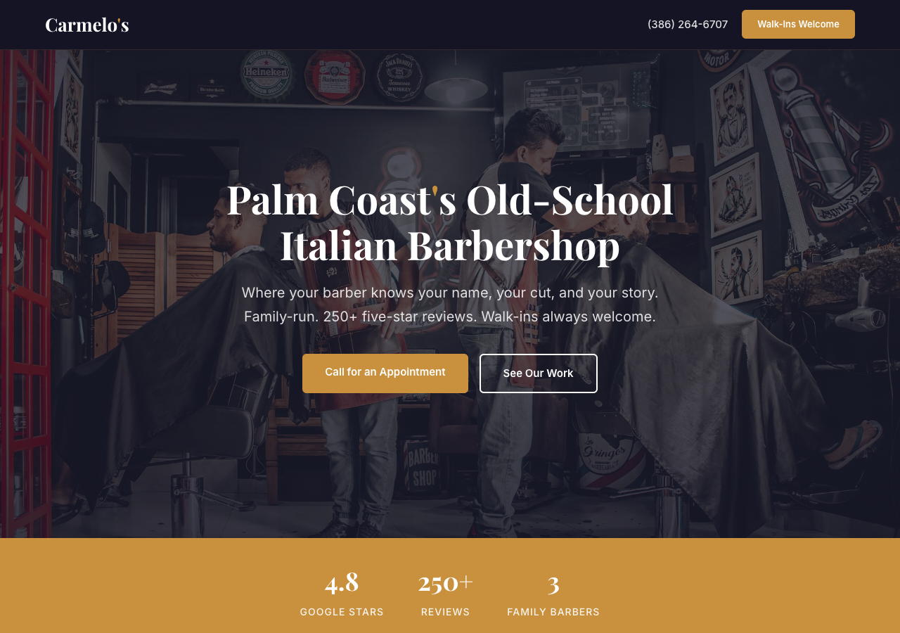 Carmelo's Barber Shop website